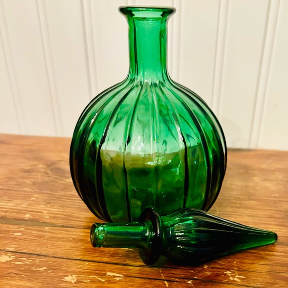 Vintage Empoli Italian Green Onion/Globe Genie Bottle/Carafe - Picture 4 of 5